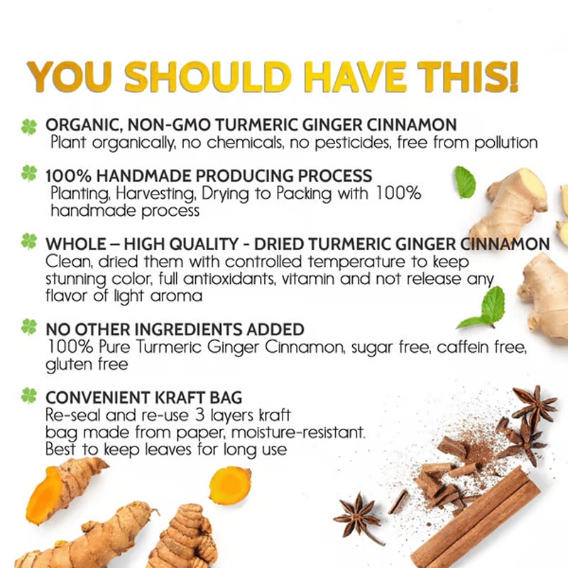 🔥 Last Day for 49% OFF🔥100% Natural Turmeric Ginger Cinnamon Tea