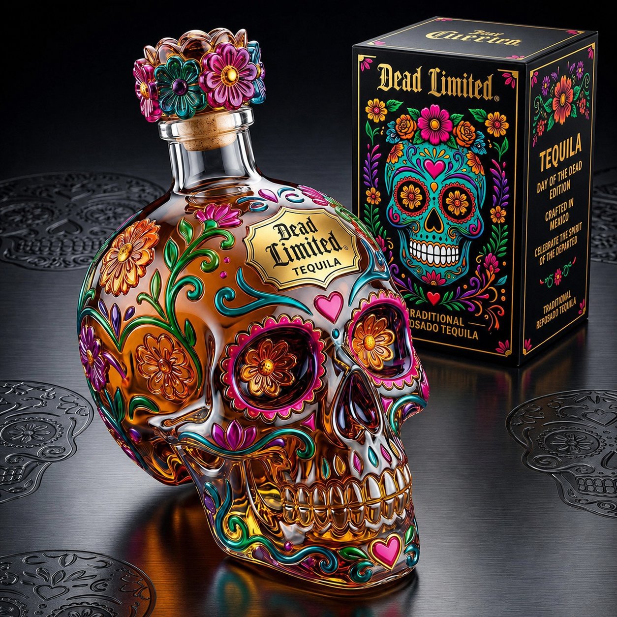 🔥49% off -🍷Limited edition Day of the Dead tequila bottle🎁