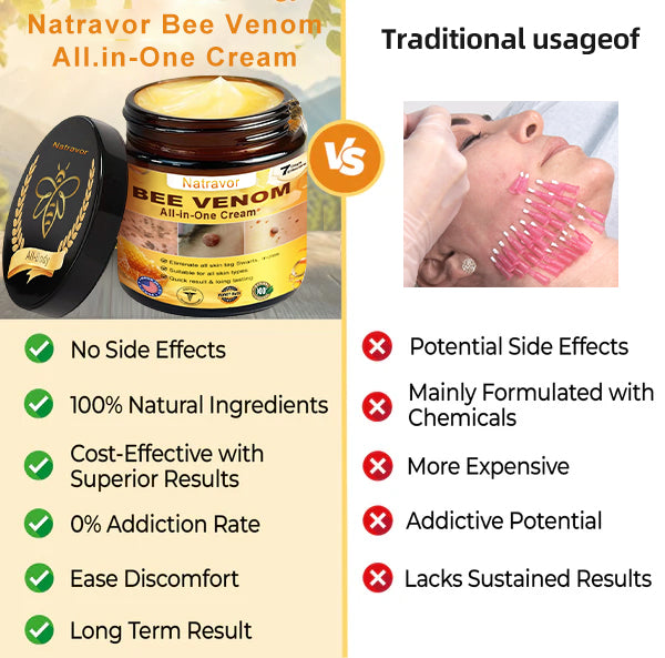 Natravor™ 𝐁𝐞𝐞 𝐕𝐞𝐧𝐨𝐦 𝐀𝐥𝐥-𝐢𝐧-𝐎𝐧𝐞 𝐂𝐫𝐞𝐚𝐦–🌸 Anti-aging,Hydrating, Skin Repair, Even Tone, Acne and Dark Spot Treatment, Wart and Mole Removal, Psoriasis Relief