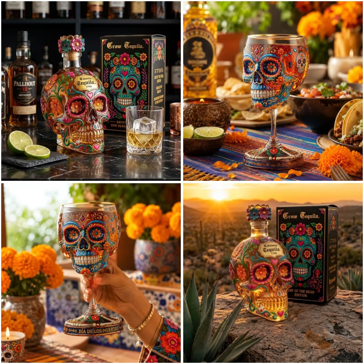 🔥HOT SALE 49% OFF - Day of the Dead Limited Edition Tequila Bottle & Goblet – Limited Edition Art Glass