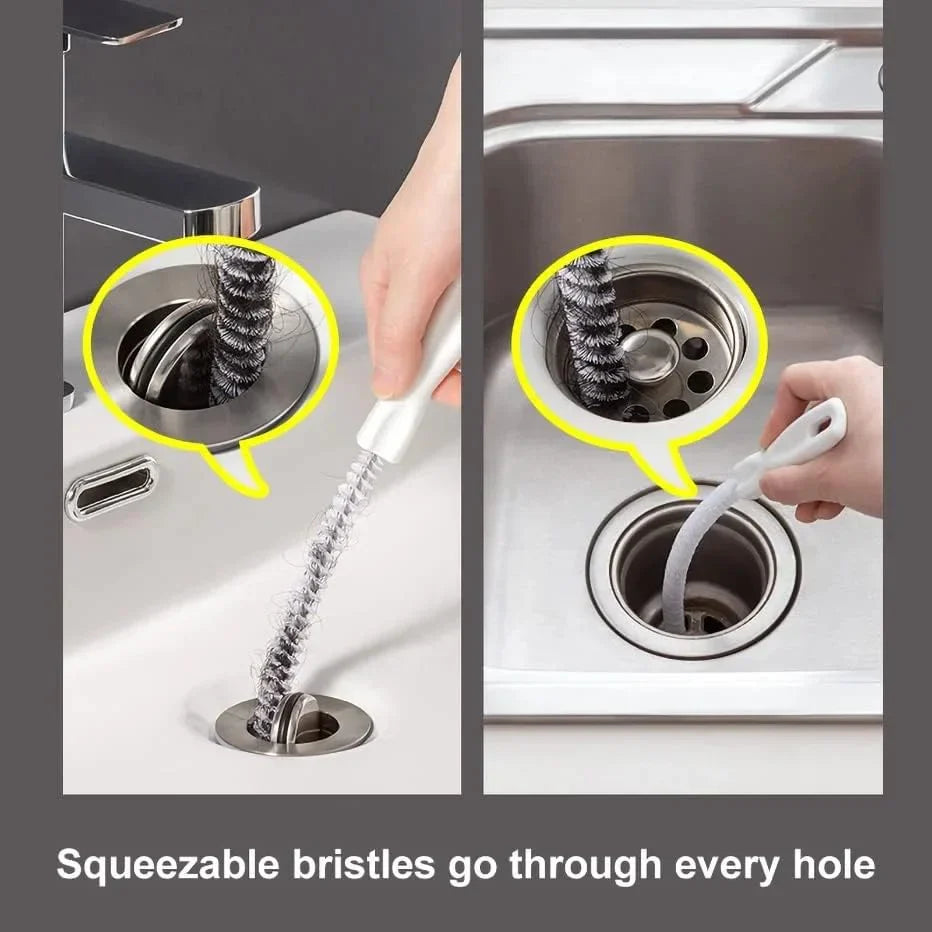 Flexible Pipe Dredging Brush for Bathroom & Kitchen Sink – Hair & Debris Cleaner