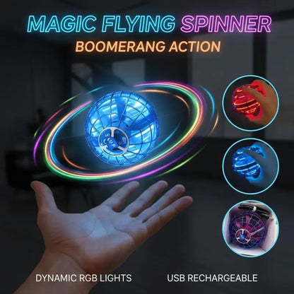 Levitating Induction Flying Ball – Smart Glow Gyro for Fingertip Play – LED Mini Drone Toy for Kids & Adults ✨