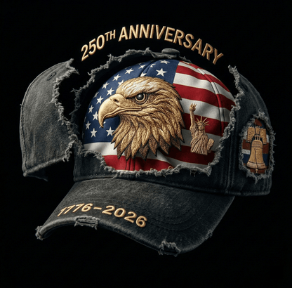 America 250 Cap 🇺🇸 – 💥Heavyweight Washed Canvas Patriotic Hat、Limited Collector's Edition