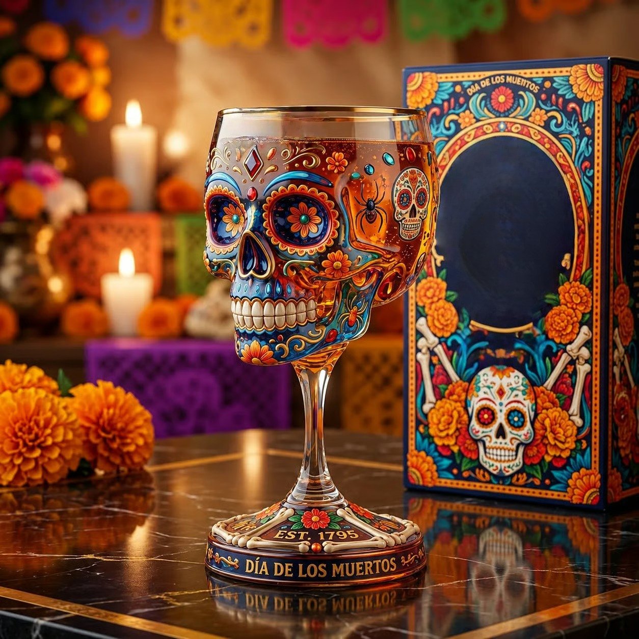 🔥HOT SALE 49% OFF - Day of the Dead Limited Edition Tequila Bottle & Goblet – Limited Edition Art Glass