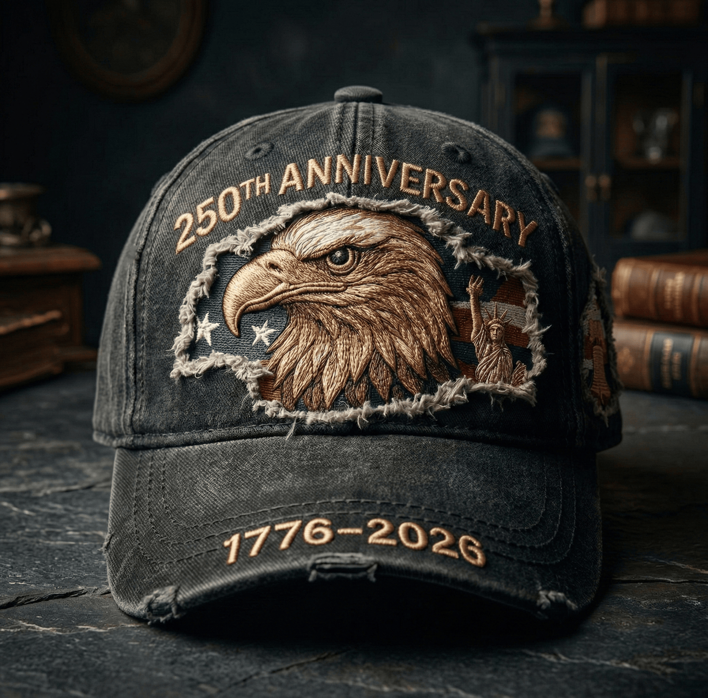 America 250 Cap 🇺🇸 – 💥Heavyweight Washed Canvas Patriotic Hat、Limited Collector's Edition