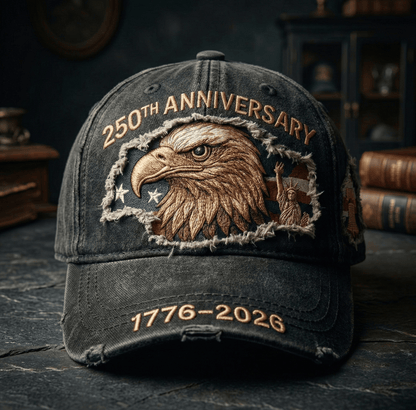 America 250 Cap 🇺🇸 – 💥Heavyweight Washed Canvas Patriotic Hat、Limited Collector's Edition