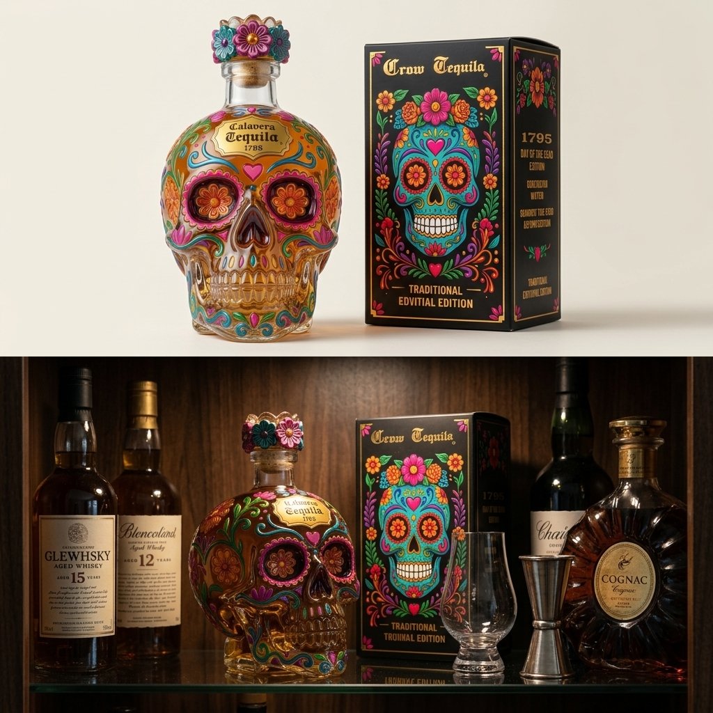 🔥HOT SALE 49% OFF - Day of the Dead Limited Edition Tequila Bottle & Goblet – Limited Edition Art Glass