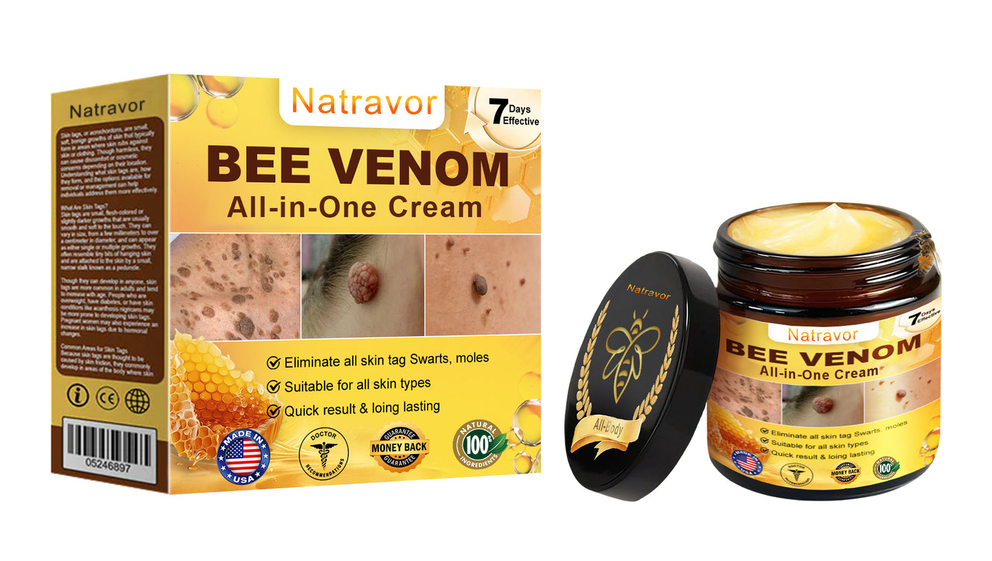 Natravor™ 𝐁𝐞𝐞 𝐕𝐞𝐧𝐨𝐦 𝐀𝐥𝐥-𝐢𝐧-𝐎𝐧𝐞 𝐂𝐫𝐞𝐚𝐦–🌸 Anti-aging,Hydrating, Skin Repair, Even Tone, Acne and Dark Spot Treatment, Wart and Mole Removal, Psoriasis Relief