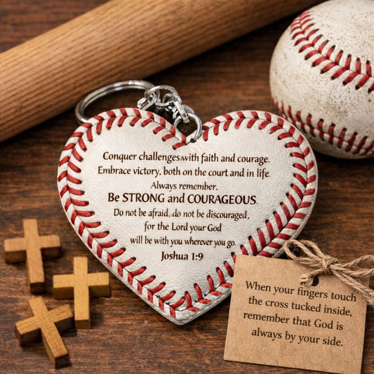 The Perfect Game Day Accessory - Hand-stitched feel Heart Baseball Keychain