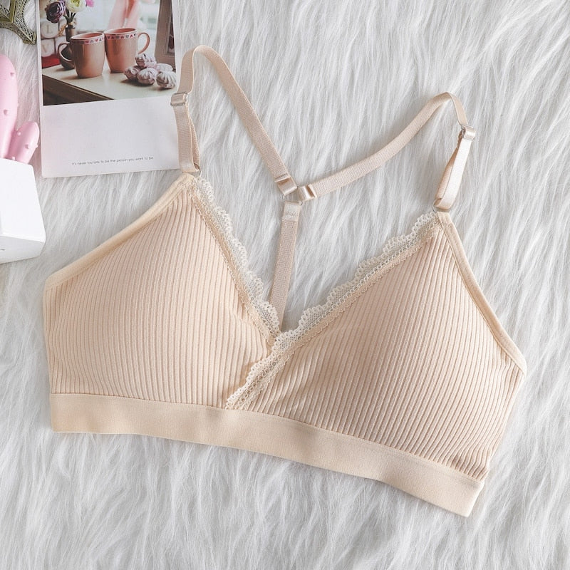 Frauen Push Up BH Bralette Dünne Schulterriemen Unterwäsche Fitness Spitzen BHs Tube Tops