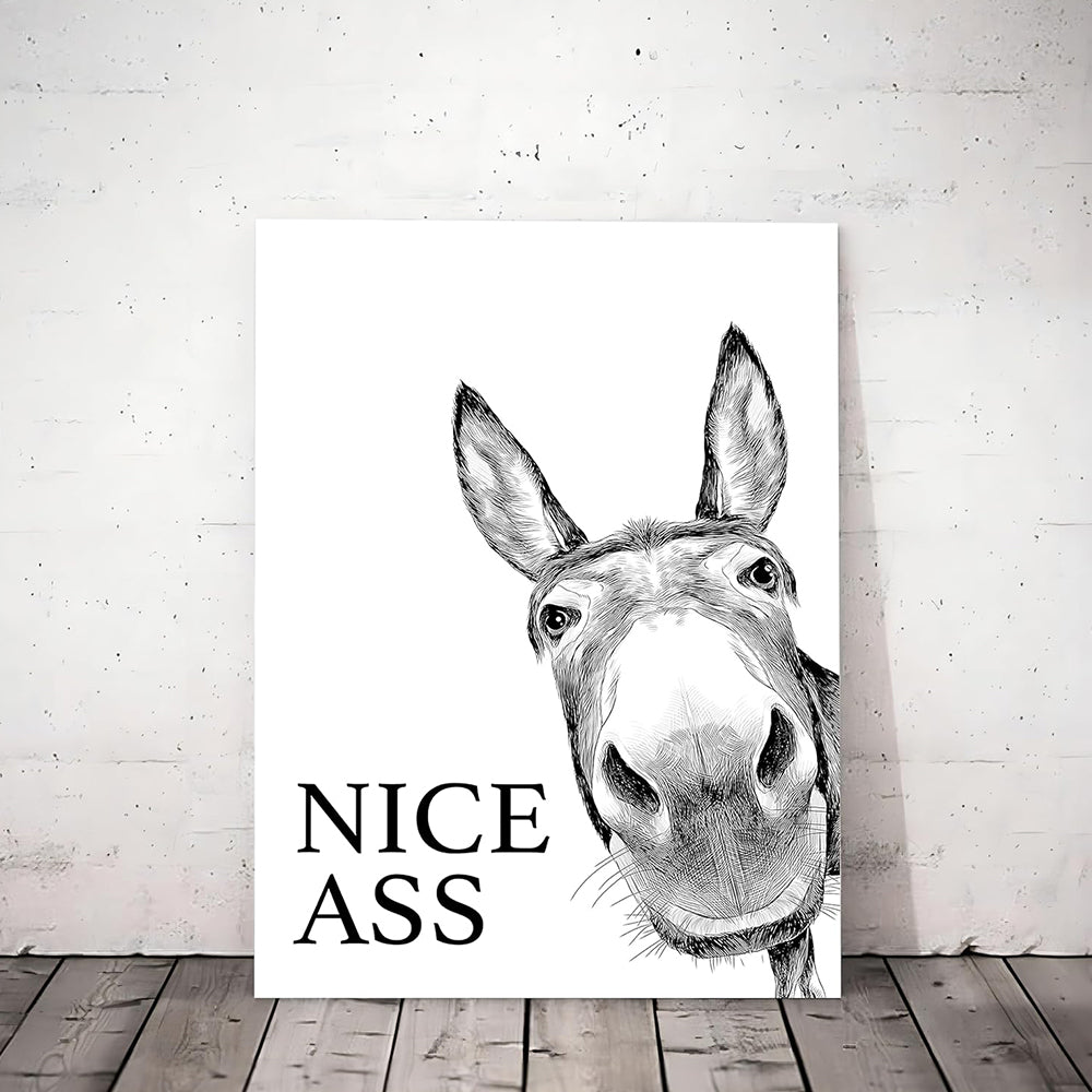 The "Nice Ass" Cheeky Donkey Bathroom Canvas Art