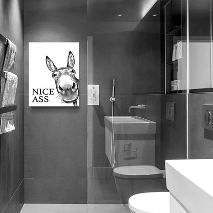 The "Nice Ass" Cheeky Donkey Bathroom Canvas Art