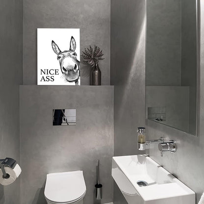 The "Nice Ass" Cheeky Donkey Bathroom Canvas Art