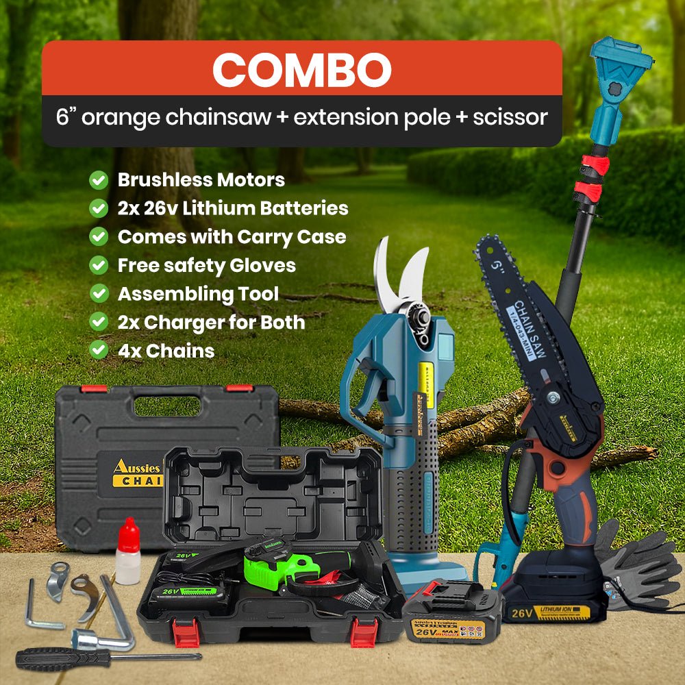 Combo Orange Chainsaw Set+ Pruning Shear + Extension Pole