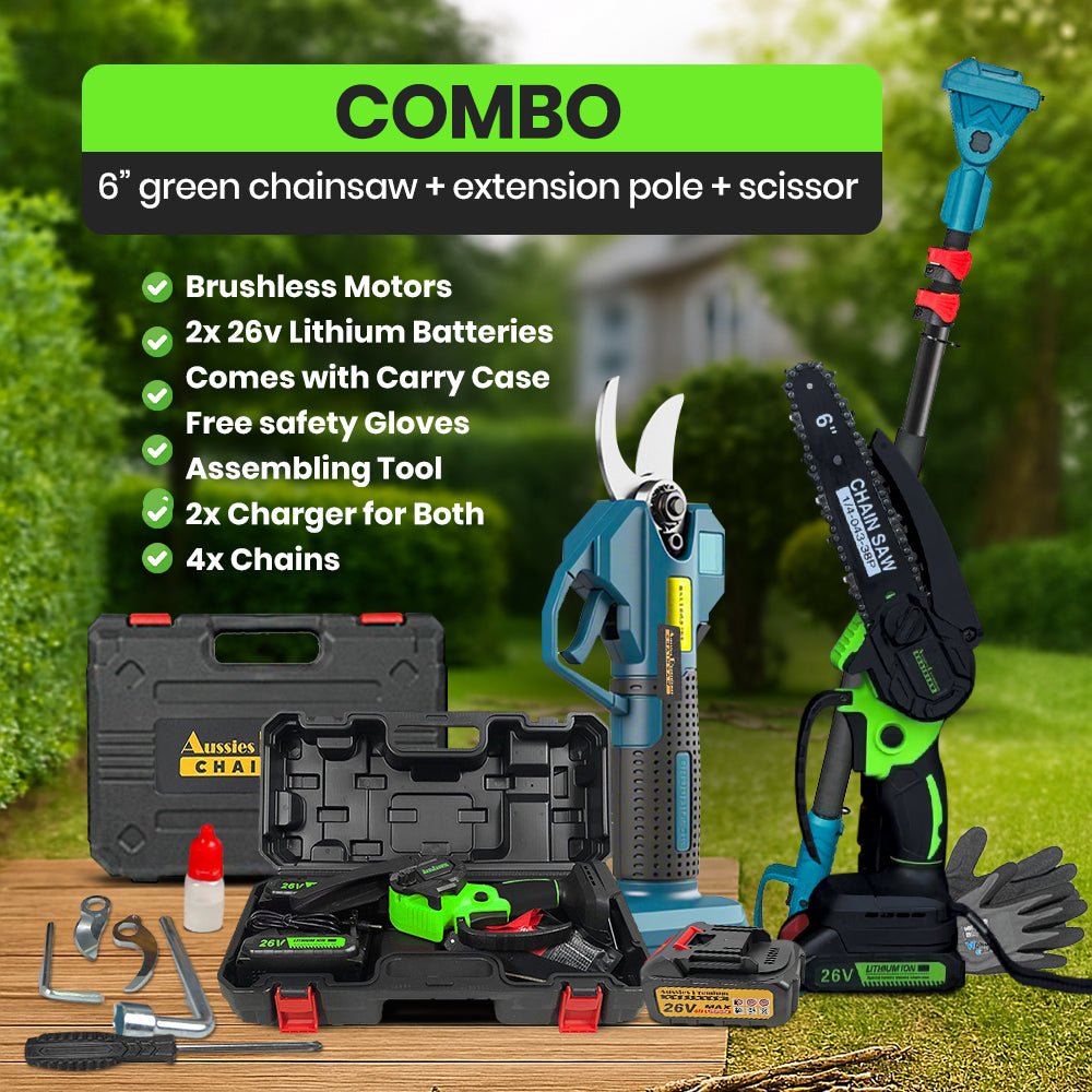 Combo Green Chainsaw Set+ Pruning Shear + Extension Pole
