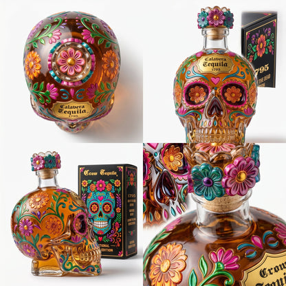🔥HOT SALE 49% OFF - Day of the Dead Limited Edition Tequila Bottle & Goblet – Limited Edition Art Glass
