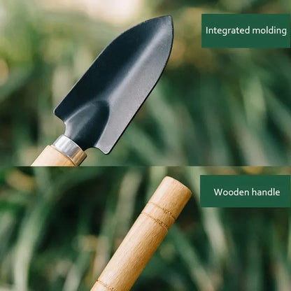 Mini Garden Tool Set (3pcs) – Wooden Handle Shovel, Rake & Trowel for Indoor & Potted Plants